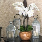 Large teak bowl with white orchids – The Ever Botanic