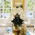 Delaney Gold Vase with Multiple Phalaenopsis Orchid Stems and Succulents – The Ever Botanic