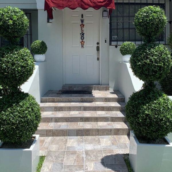 Triple Sphere Topiary with Medium Block Fiberglass Pot – The Ever Botanic