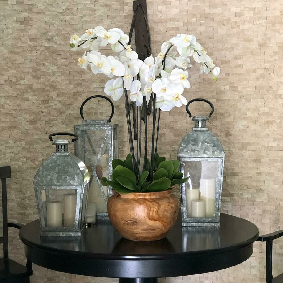 Large Teak Wood Bowl with White Orchids – The Ever Botanic