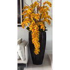 San Jose Vase in Glossy Black with Cascading Yellow Orchids – The Ever Botanic