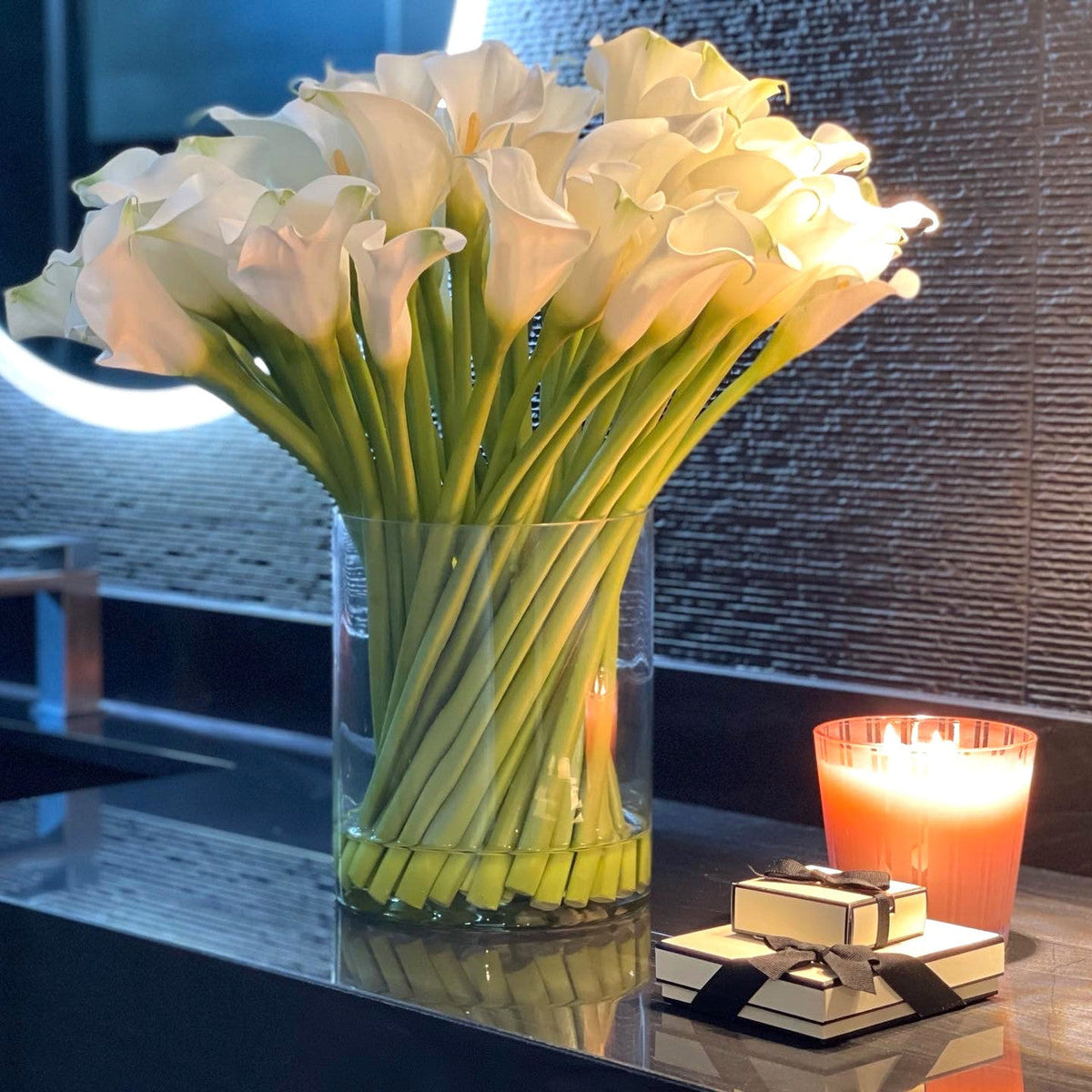 Calla Lilies in Glass Cylinder – The Ever Botanic