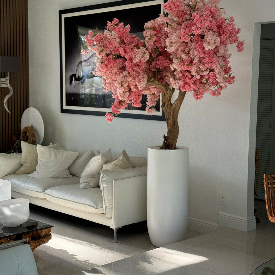 Matte White St. Tropez Vase with Personalized Pink Cherry Blossoms – The Ever Botanic