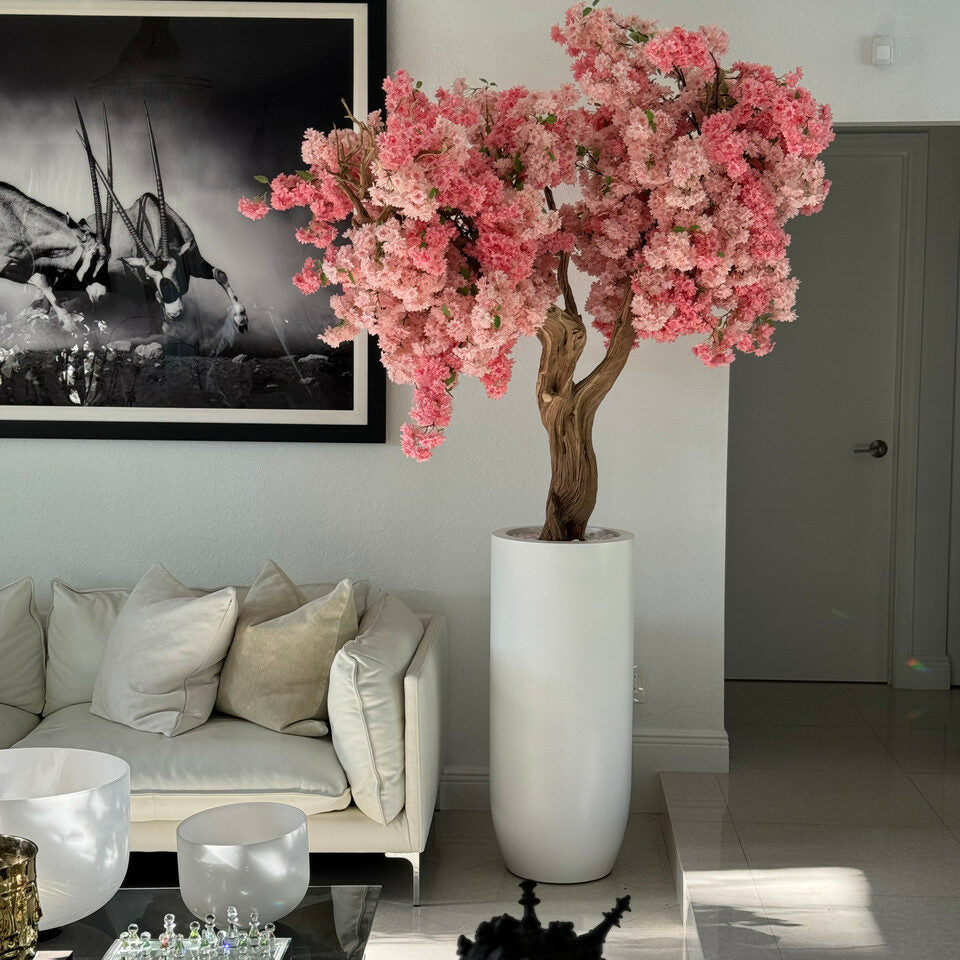 Matte White St. Tropez Vase with Personalized Pink Cherry Blossom – The Ever Botanic