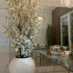 30" Glossy White Globe Vase with White Cherry Blossom Branches – The Ever Botanic