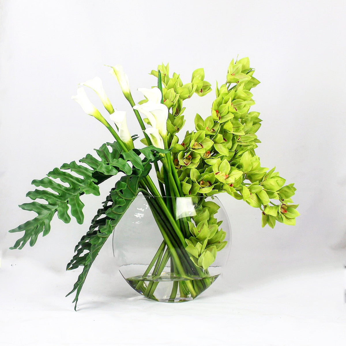 Lunar Vase with Green Cymbidiums and Callas – The Ever Botanic