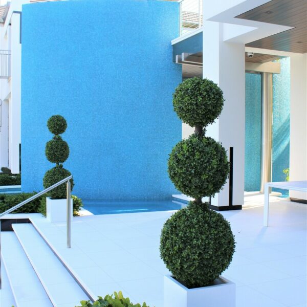 Triple Ball Topiary with Medium Block Fiberglass Planter – The Ever Botanic