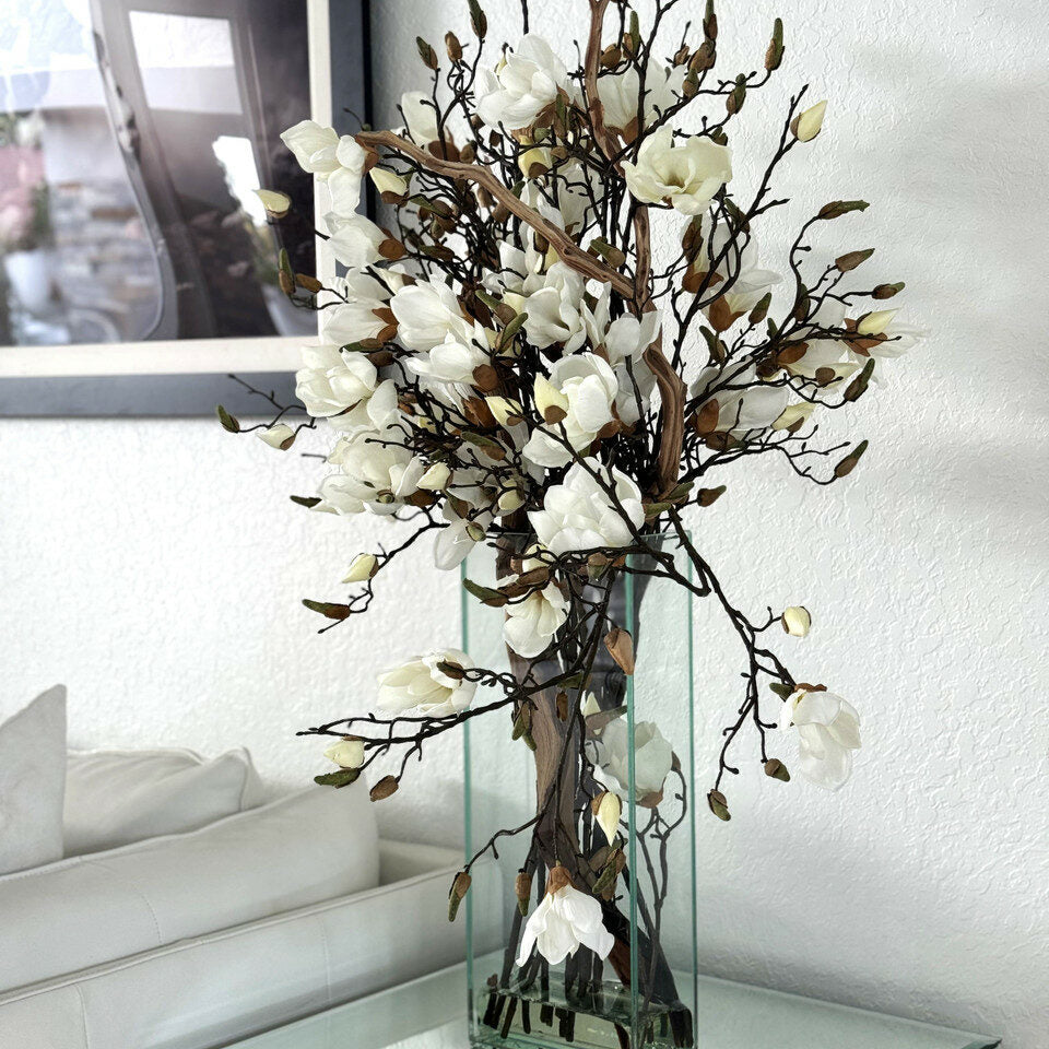 White Magnolia Vase in 20-Inch Tall Modern Home – The Ever Botanic